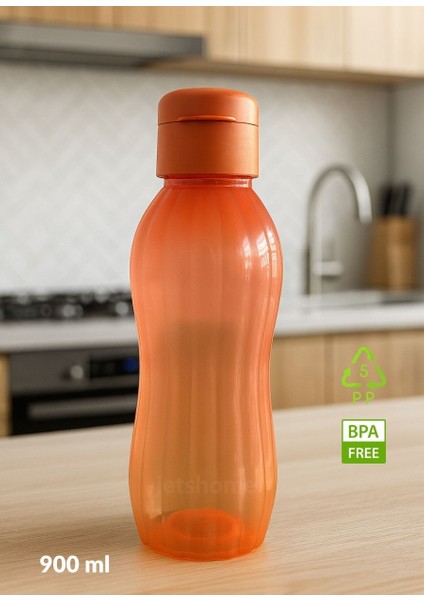 Su Şişesi Sızdırmaz Kapak Okul Matarası Bpa Free Suluk Orta Boy Kokusuz Matara Turuncu 900 ml