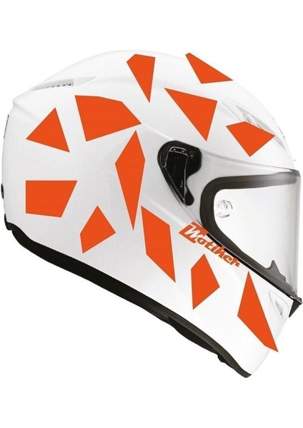 Kare Neon Turuncu Kamuflaj Kask Sticker Modeli 2