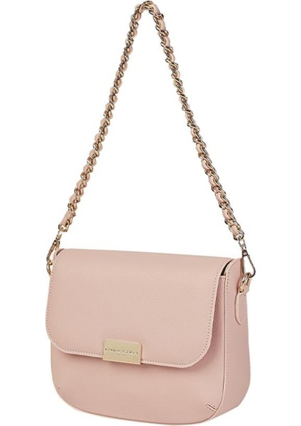 Pembe Zincir Askı Işlemeli Kadın Çapraz Çanta