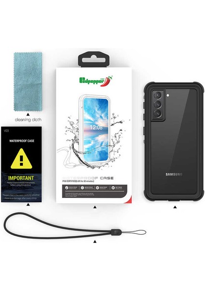 Galaxy S21 Plus Kılıf 1-1 Su Geçirmez Kılıf-Siyah fırsatları