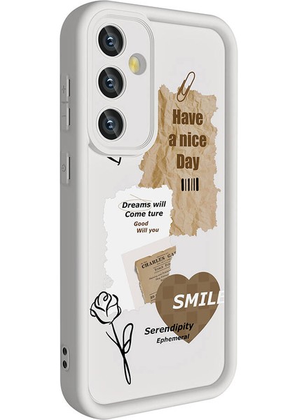 Galaxy S24 Kılıf Kamera Korumalı Baskılı Arka Yüzey Mbfx Klas Kapak-Beyaz