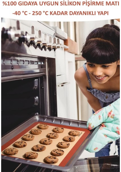 Fırınlı ve Kendinden Yağlı, 30X40 cm Silikon Pişirme ve Hamur Açma Matı