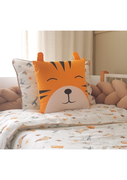 Kaplan Figürlü Uyku ve Oyun Arkadaşı Yastık – Jungle Temalı Dekoratif Çocuk Yastığı fiyatları