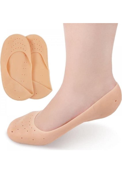 Ergonomik Silikon Patik Ten Rengi Topuk Çatlak Çorabı Silikon Patik Çorap