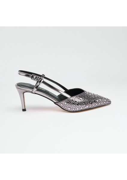 Kısa Topuk Taşlı Kadın Abiye Ayakkabı