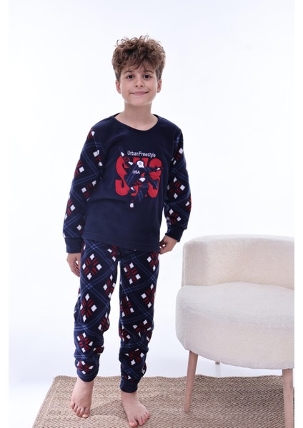 Yeni Sezon Sonbahar/kış Erkek Çocuk Skate 8 Desenli Polar Pijama Takımı 4536 fiyatları
