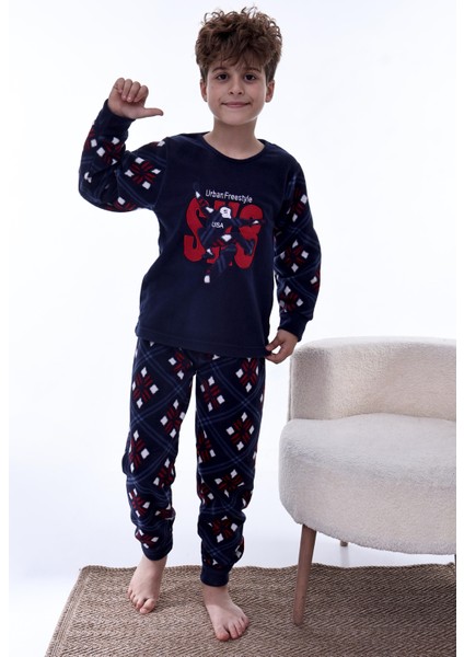 Yeni Sezon Sonbahar/kış Erkek Çocuk Skate 8 Desenli Polar Pijama Takımı 4536 fırsatları