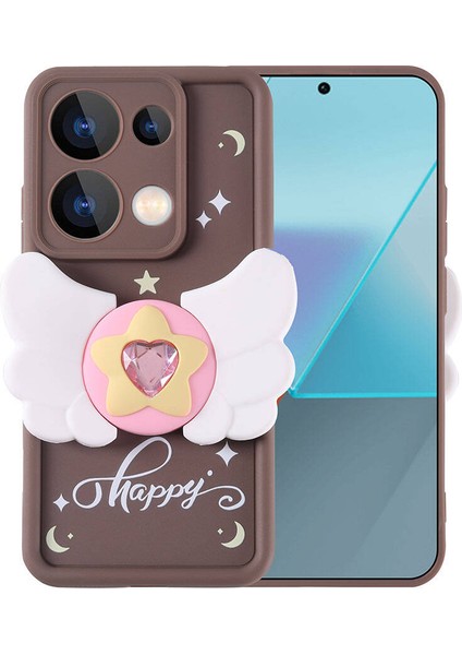 Xiaomi Poco M6 Pro 4g Kılıf Kamera Korumalı Figür Tasarımlı Mbfx Kapya Kapak-Koyu Kahve