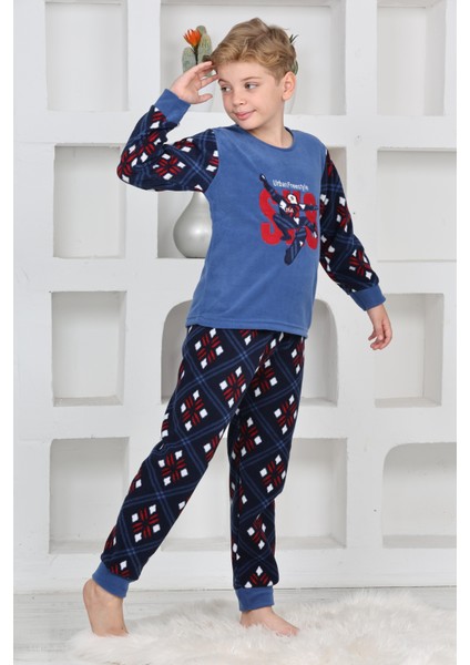 Yeni Sezon Sonbahar/kış Erkek Çocuk Skate 8 Desenli Polar Pijama Takımı 4536 modelleri