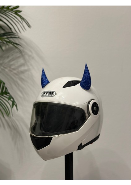 Motor & Motosiklet Koyu Mavi Simli Şeytan Boynuzu Kask Dış Aksesuar fiyatları
