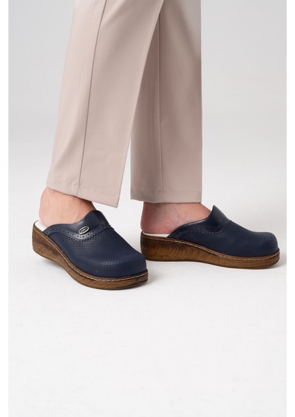 Lacivert Vivacolor Klasik Kadın Sabo Terlik Ortopedik Doktor Hemşire Hastane Terliği