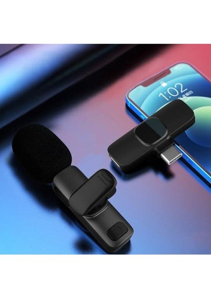 Kablosuz Yaka Mikrofonu Mikrofon Taşınabilir Ses Video Kayıt Iphone ve Android Typ-C Microfon fırsatları