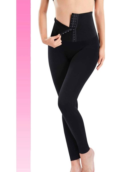 Siyah Yüksek Bel Korse Ağraflı Tayt modelleri