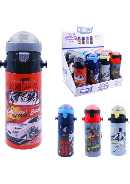 Muggle Pipetli Çelik Matara Road King Desenli 550 ml fiyatları