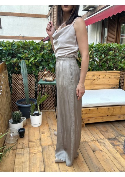 Beli Lastikli Bol Paça Saten Pantolon fiyatları