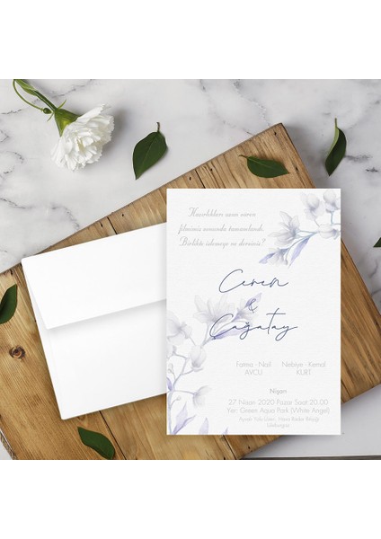 Beyaz Zarflı Davetiye Düğün - Nişan - Kına - Nikah (1000ADET)