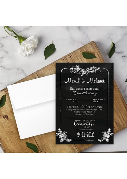 Beyaz Zarflı Davetiye Düğün - Nişan - Kına - Nikah (1000ADET)