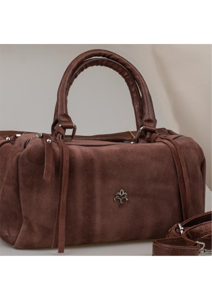 Kahverengi Dandelion Nubuk Deri Kadın Casual El Çantası modelleri