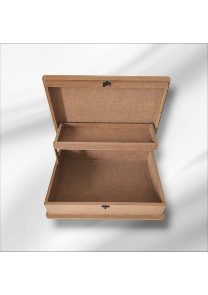 Ahşap Boyanabilir Klipsli Asansörlü-Takı-Makyaj-Aksesuar-Büyük boy Dekoratif Çok Amaçlı Takı Kutusu modelleri