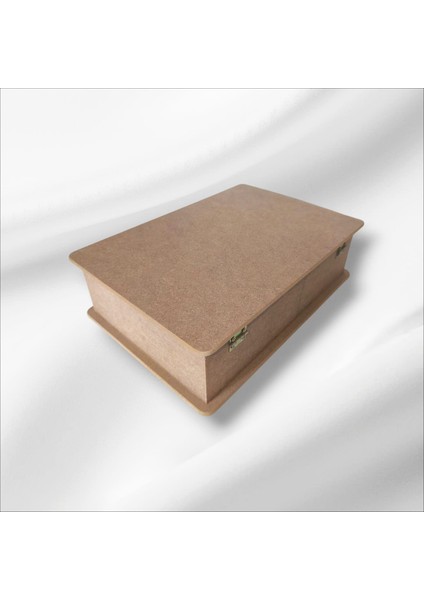 Ahşap Boyanabilir Klipsli Asansörlü-Takı-Makyaj-Aksesuar-Büyük boy Dekoratif Çok Amaçlı Takı Kutusu