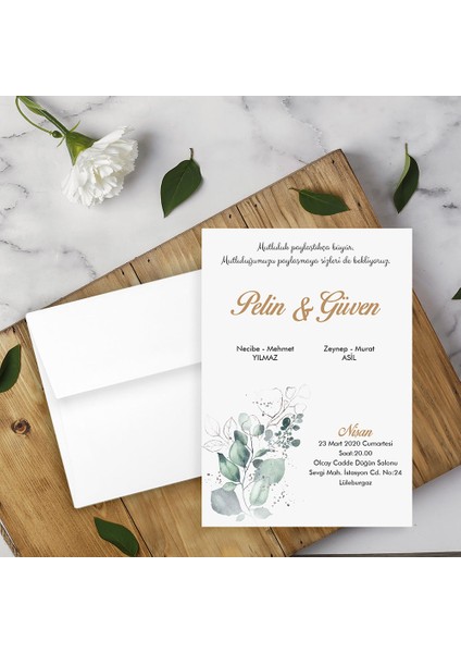 Beyaz Zarflı Davetiye Düğün - Nişan - Kına - Nikah (1000ADET)