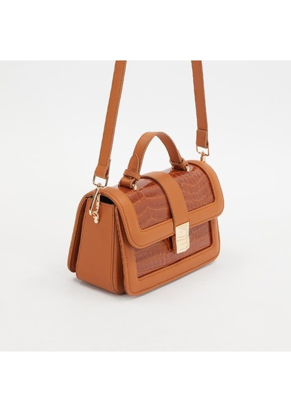 Taba Kroko Deri Kadın Rugan El Çantası