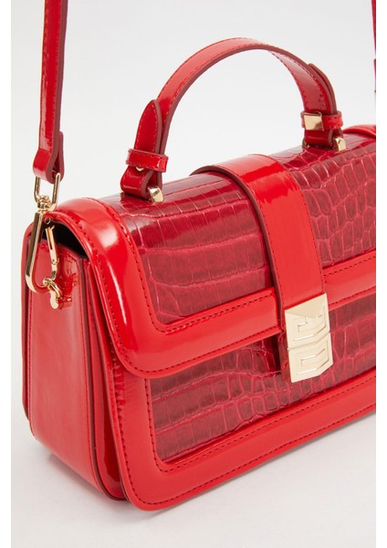 Kırmızı Kroko Deri Kadın Rugan El Çantası fırsatları