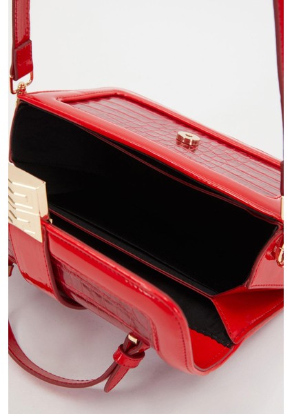 Kırmızı Kroko Deri Kadın Rugan El Çantası indirimleri