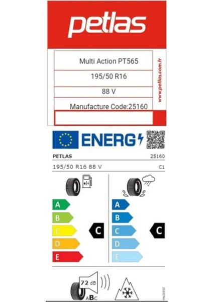 195/50 R16 Tl 88V Reınf. Multı Actıon PT565 Oto 4 Mevsim Lastiği (Üretim Yılı:2025) fiyatları