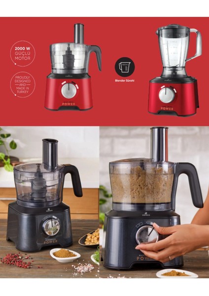 Rendeleme, Dilimleme, Yoğurma ve Çırpma 10 Ürün 1 Arada Mutfak Robotu, Blender Seti 2000W