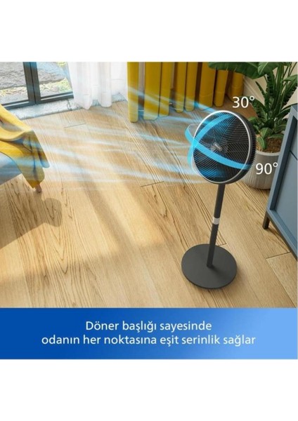 3000 Serisi Vantilatör Güçlü ve Ultra Sessiz, 19 Db 30 Metreye Kadar Etkili (Telefonla Kontrol)+ Uçucu Lavanta Yağı