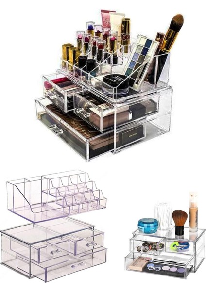 Turuncu 3 Katlı Çekmeceli Makyaj ve Takı Organizeri fiyatları