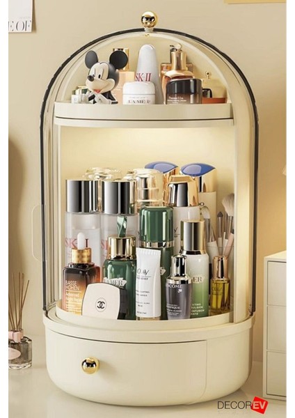 Beyaz Krem Çekmeceli Makyaj ve Kozmetik Düzenleyici Organizer Kutu