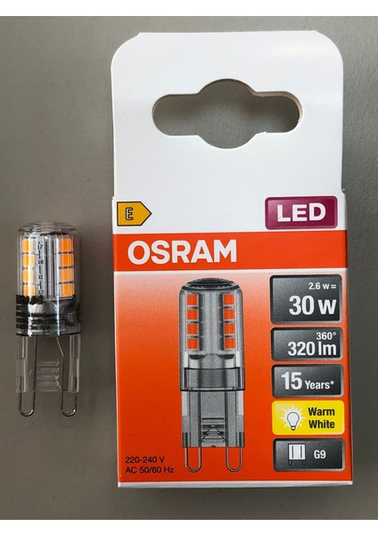 5 Adet G9 LED Lamba 220V 2,6W=30W=320 Lümen 2700 Kelvin Sarı 15,000 Saat 14MMX43MM fırsatları