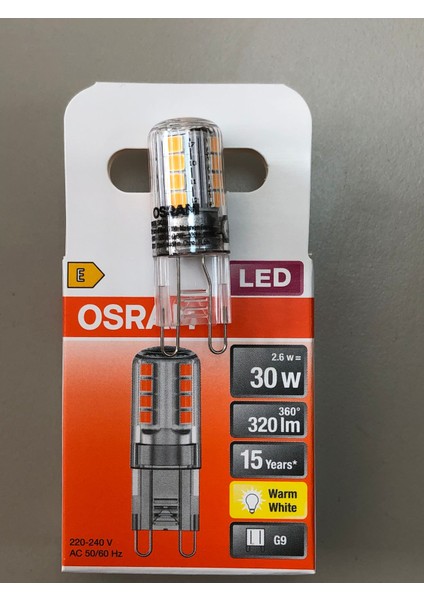 10 Adet G9 LED Lamba 220V 2,6W=30W=320 Lümen 2700 Kelvin Sarı 15,000 Saat 14MMX43MM