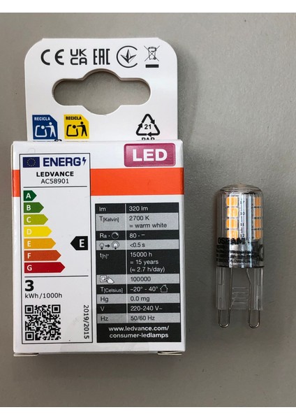 10 Adet G9 LED Lamba 220V 2,6W=30W=320 Lümen 2700 Kelvin Sarı 15,000 Saat 14MMX43MM fiyatları