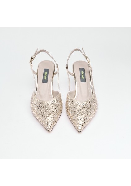 Kısa Topuk Taşlı Kadın Abiye Ayakkabı modelleri