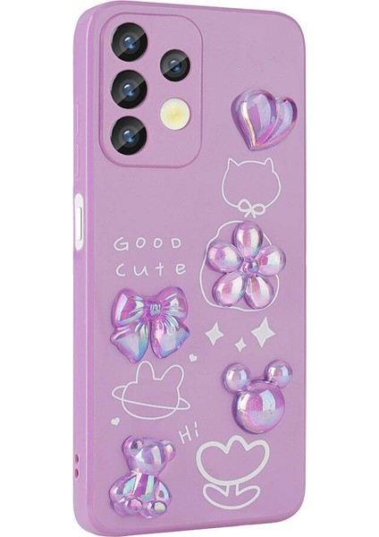Galaxy A13 4g Kılıf Kabartma Figürlü Parlak Mbfx Toys Silikon Kapak-Pembe modelleri