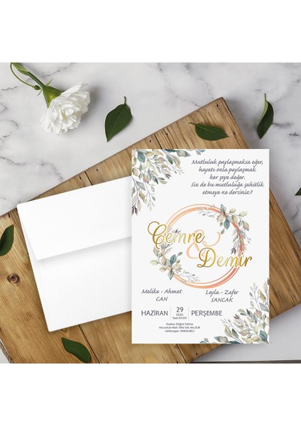 Beyaz Zarflı Davetiye Düğün - Nişan - Kına - Nikah (1000ADET)