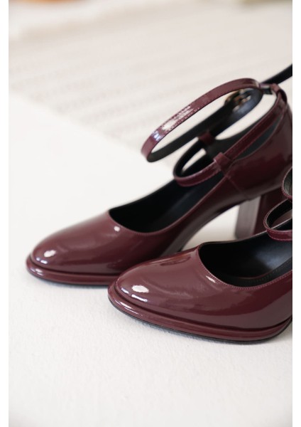 Topuklu Platformlu Bordo Bilek Ipli Ayakkabı modelleri