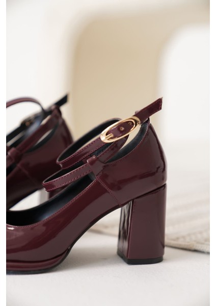 Topuklu Platformlu Bordo Bilek Ipli Ayakkabı fırsatları