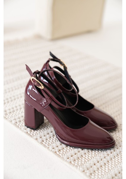 Topuklu Platformlu Bordo Bilek Ipli Ayakkabı indirimleri