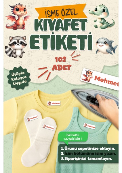 Kıyafet Etiketi - Okul Kıyafetlerine Kişiye Özel 30 Saniyede Kolay Uygulama Yıkanabilir - Hayvanlar2