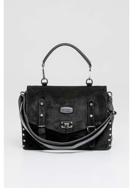 Siyah Larissa Kadın Hakiki Nubuk El ve Omuz Çantası fırsatları