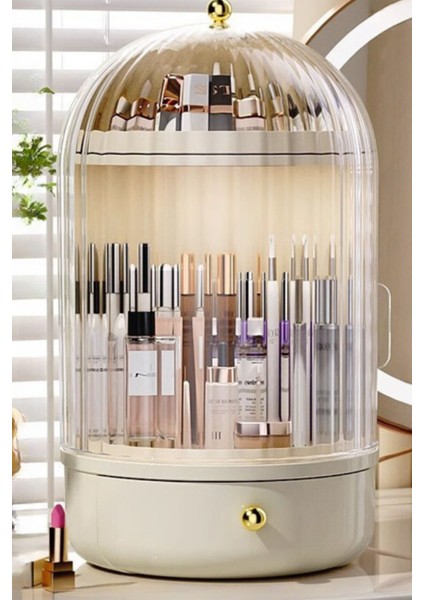 360 Döner Standlı Çok Bölmeli Kozmetik Organizer, Şık ve Pratik Kullanım