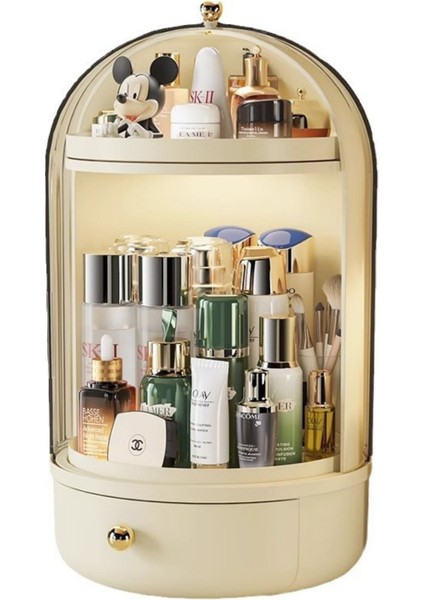 360 Döner Standlı Çok Bölmeli Kozmetik Organizer, Şık ve Pratik Kullanım