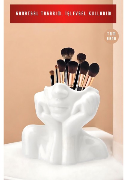 Beyaz Makyaj Fırçası Organizer, Kozmetik Düzenleyici, Şık ve Kullanışlı Tasarım fiyatları