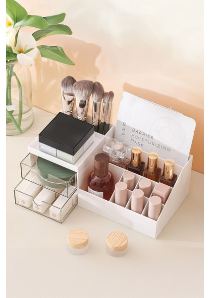 3 Katlı 2 Çekmeceli Beyaz Ofis ve Kozmetik Düzenleyici Organizer modelleri