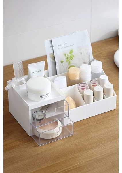 3 Katlı 2 Çekmeceli Beyaz Ofis ve Kozmetik Düzenleyici Organizer fırsatları