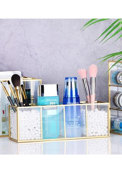 Çok Renkli Dört Bölmeli Cam Makyaj Fırçalık Organizer indirimleri